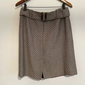 Ann Taylor Brown & Creme belted skirt